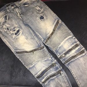 Distressed Biker Jeans